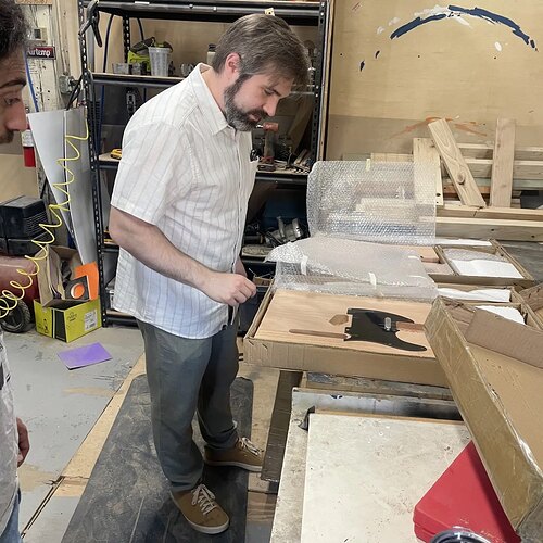Opening the guitar kit at the Baltimore Node