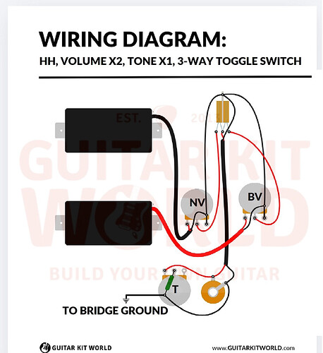 HH wiring diagram, 2 volume 1 tone 3-way toggle