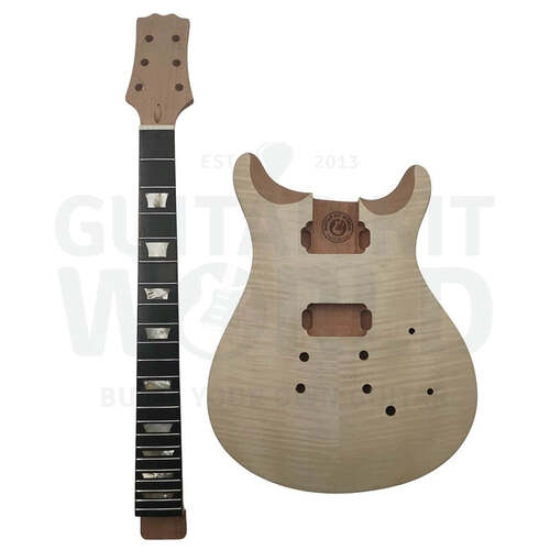 Carved double-cutaway electric guitar kit, unassembled