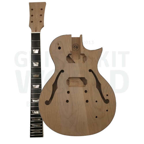 Semi-hollow single-cutaway electric guitar kit, unassembled