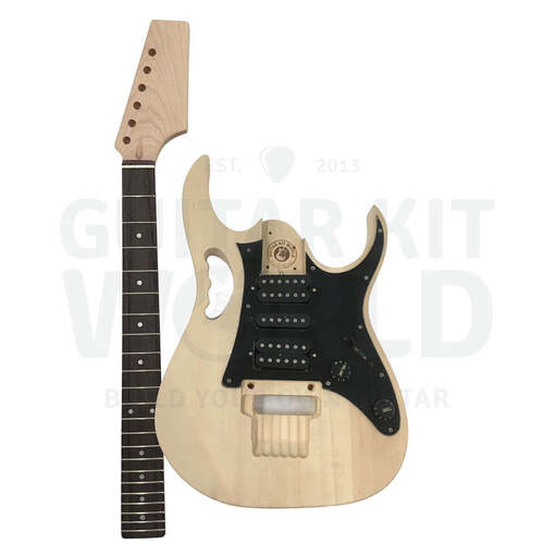 24-fret superstrat electric guitar kit with monkey-grip body, unassembled