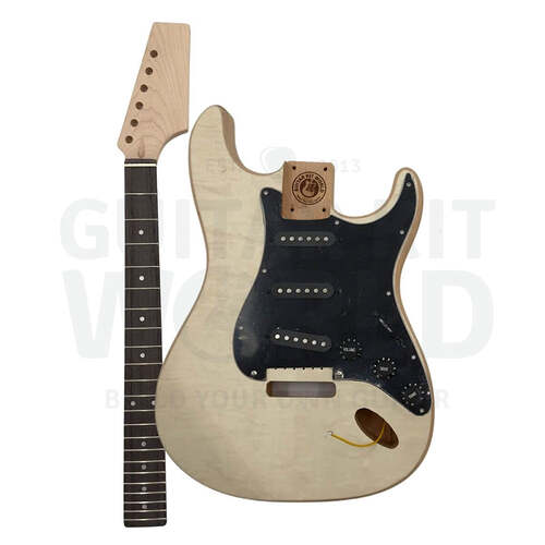 Double-cutaway contoured electric guitar kit, unassembled