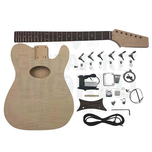 Acoustic-electric guitar kit with onboard EQ, unassembled